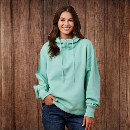 EZ318 Ladies' Boxy 1/4 Zip Hoodie Thumbnail